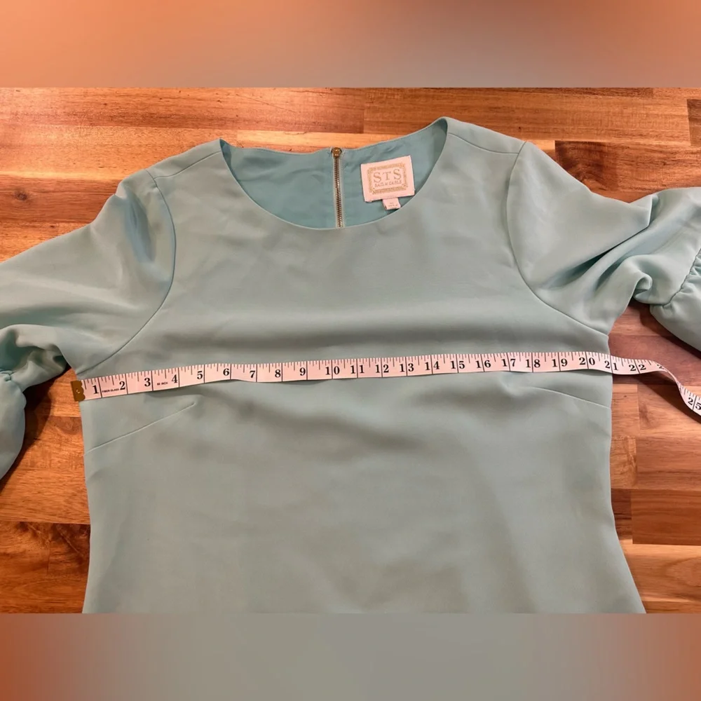 Sail to Sable| Ruffle Sleeve Turquoise Dress| Size 14 - Picture 6 of 9